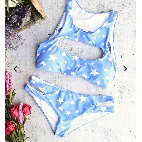 Blue w/ White Stars Bikini - Picture 2 of 6